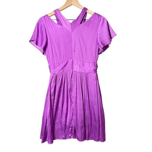 Anthropologie V-Neck Mini Dress Cocktail Party Vibrant Purple Size 2 - Picture 2 of 10